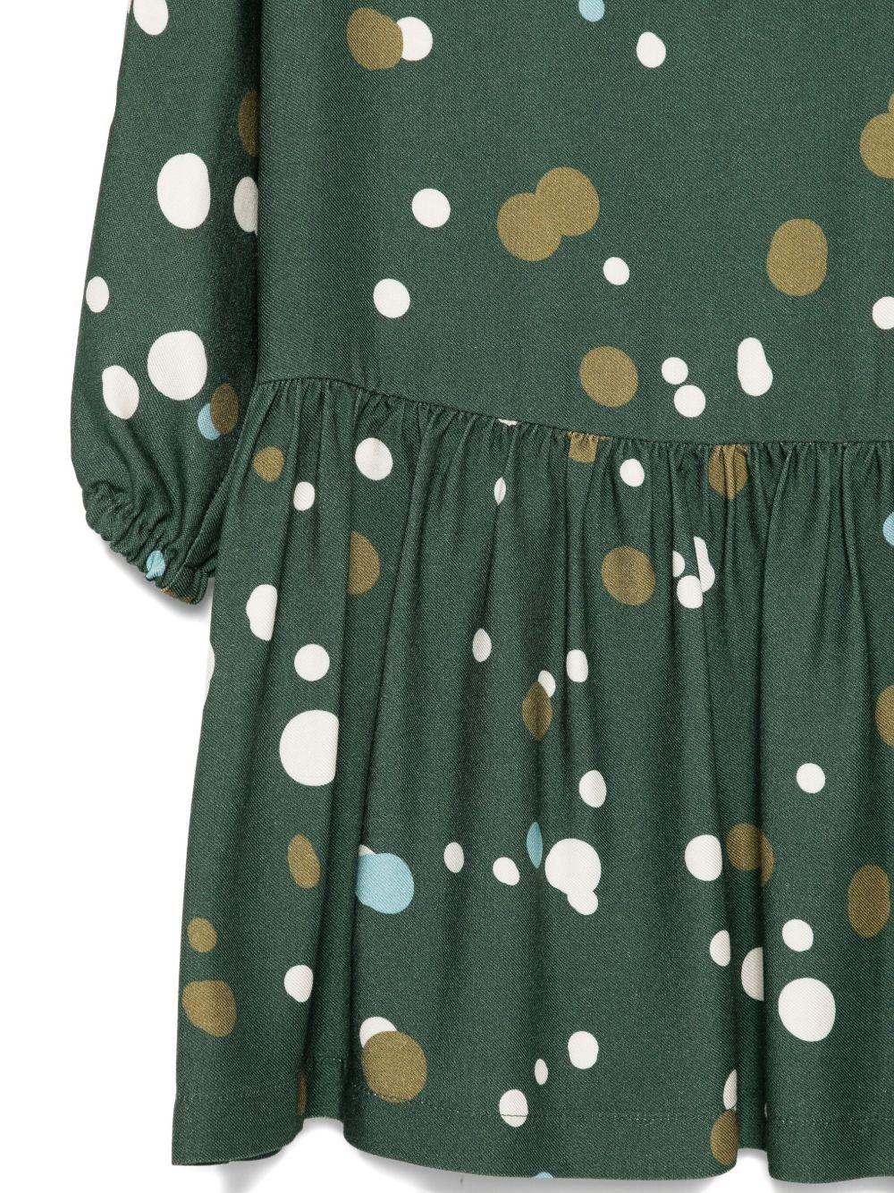 Abito per bambina Il Gufo verde con stampa a bolle - Rubino Kids