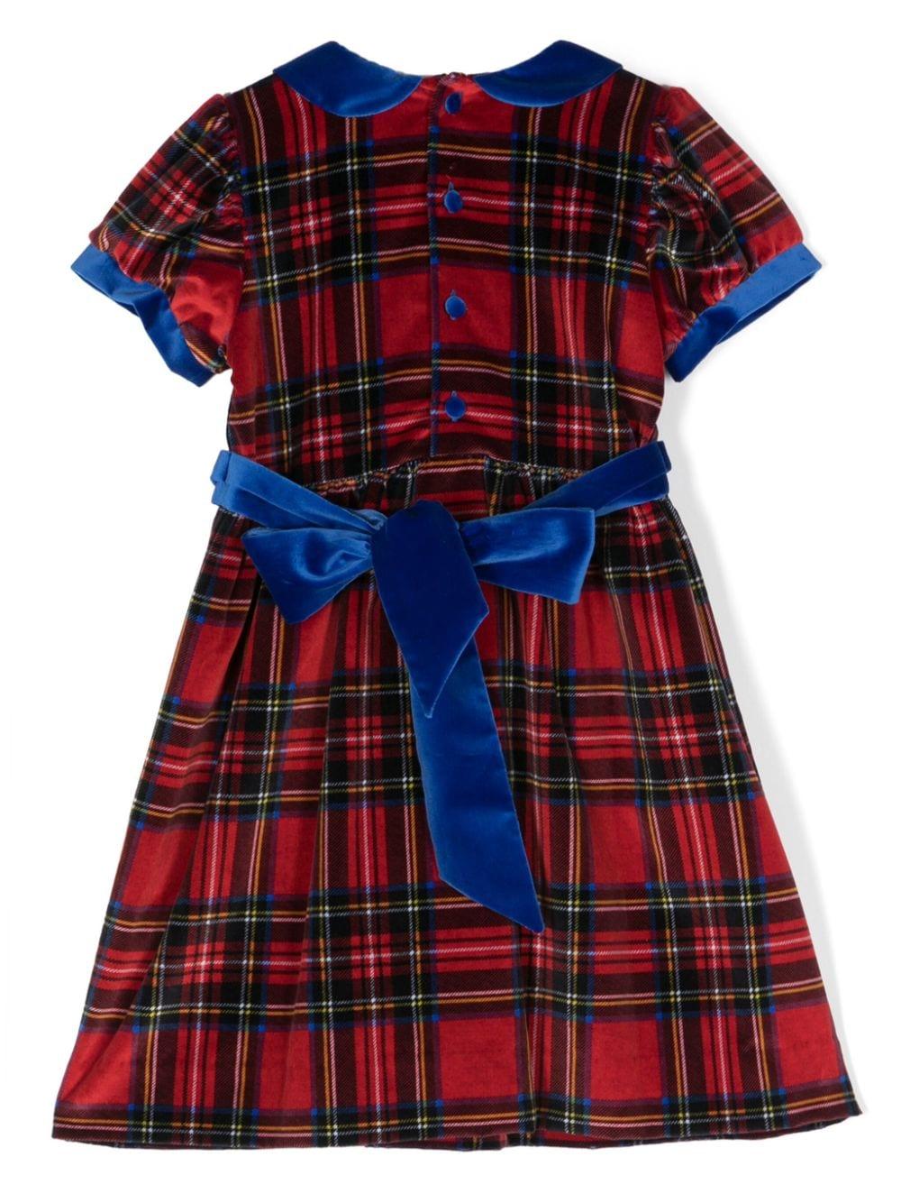 Abito per bambina Jesurum Baby rosso svasato con motivo a quadri tartan - Rubino Kids