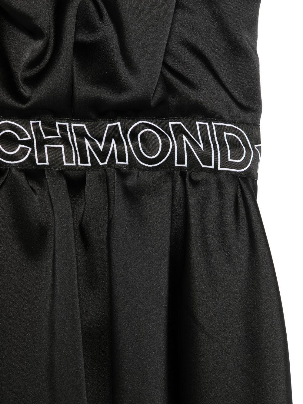 Abito per bambina John Richmond Junior nero con banda con logo e dettaglio con ruches - Rubino Kids