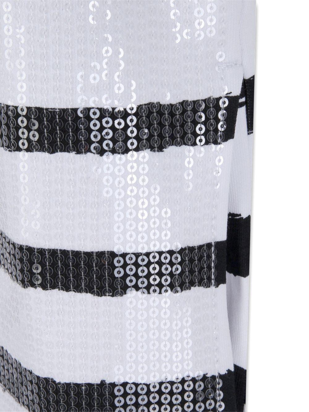 Abito per bambina Karl Lagerfeld Kids bianco e nero a righe con paillettes - Rubino Kids