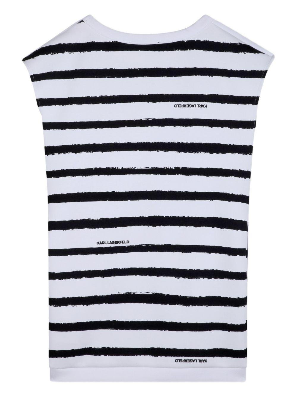 Abito per bambina Karl Lagerfeld Kids bianco e nero a righe con paillettes - Rubino Kids