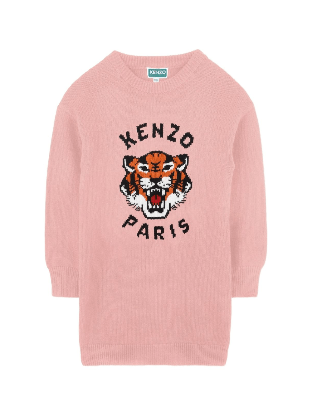 Abito per bambina Kenzo Kids rosa con tigre jacquard - Rubino Kids