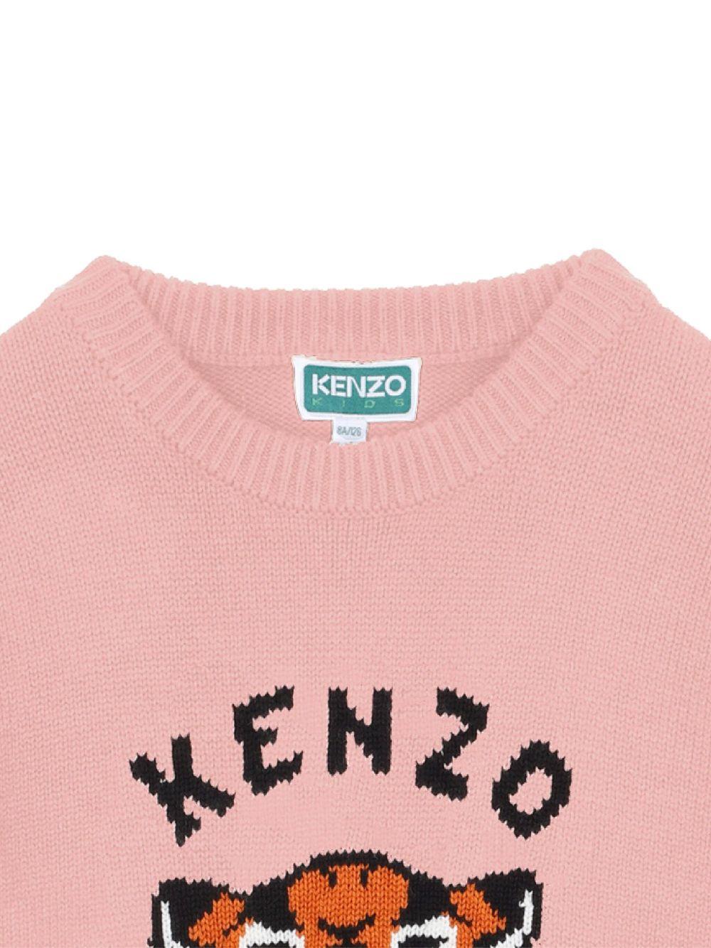Abito per bambina Kenzo Kids rosa con tigre jacquard - Rubino Kids