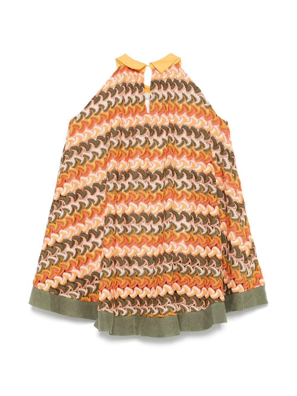 Abito per bambina La Stupenderia multicolor all'uncinetto con fodera integrale - Rubino Kids