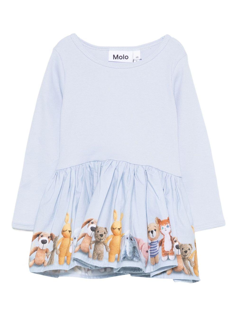 Abito per bambina Molo azzurro con stampa animali - Rubino Kids