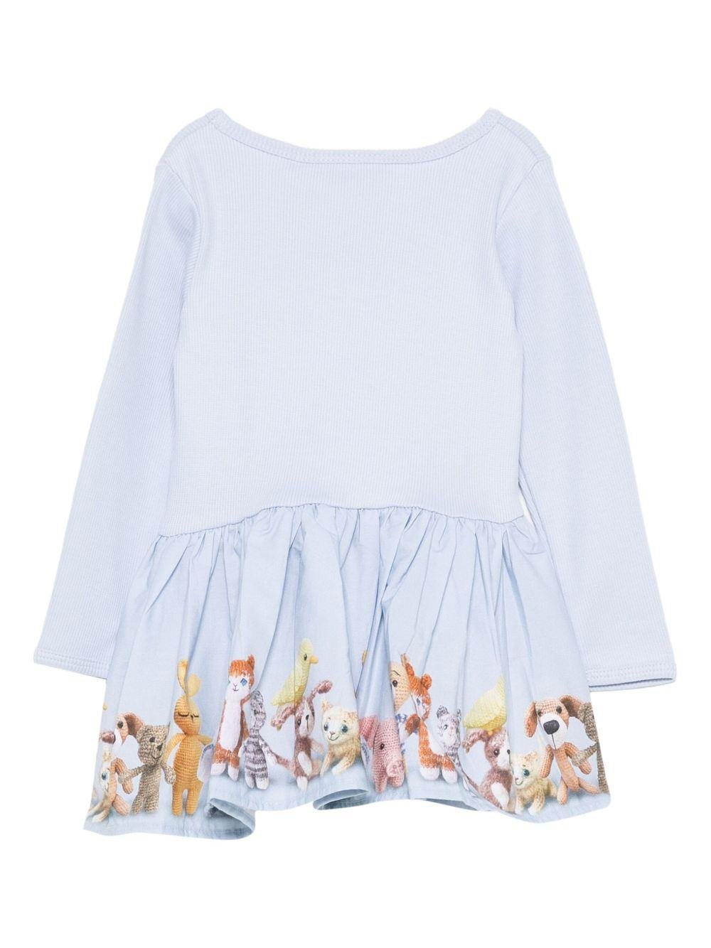 Abito per bambina Molo azzurro con stampa animali - Rubino Kids