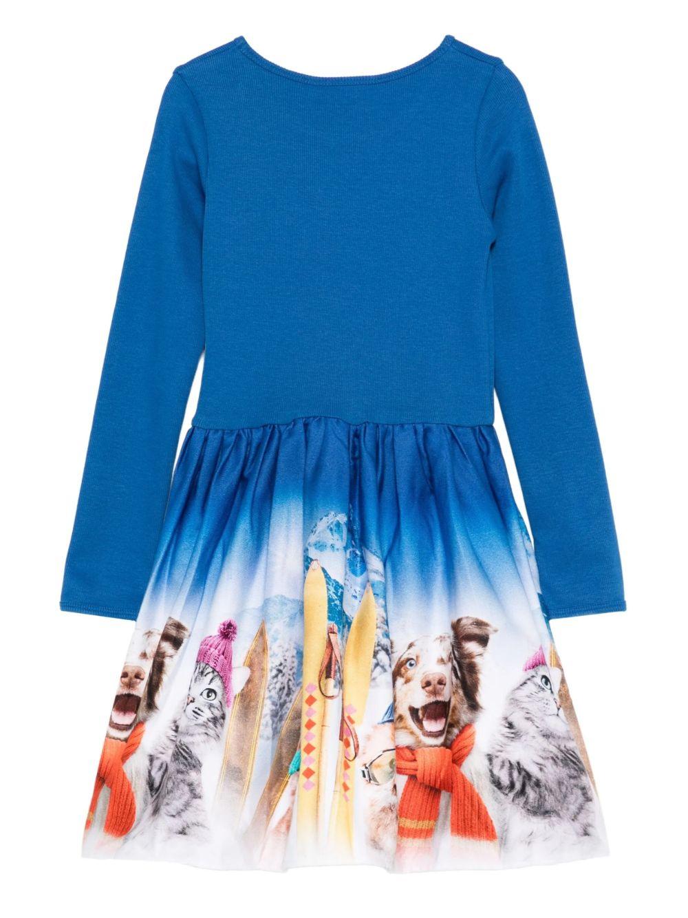 Abito per bambina Molo blu con stampa animali - Rubino Kids