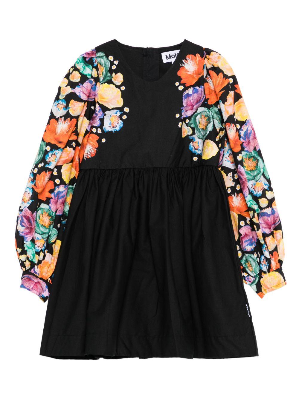 Abito per bambina Molo Cybil nero con stampa floreale - Rubino Kids