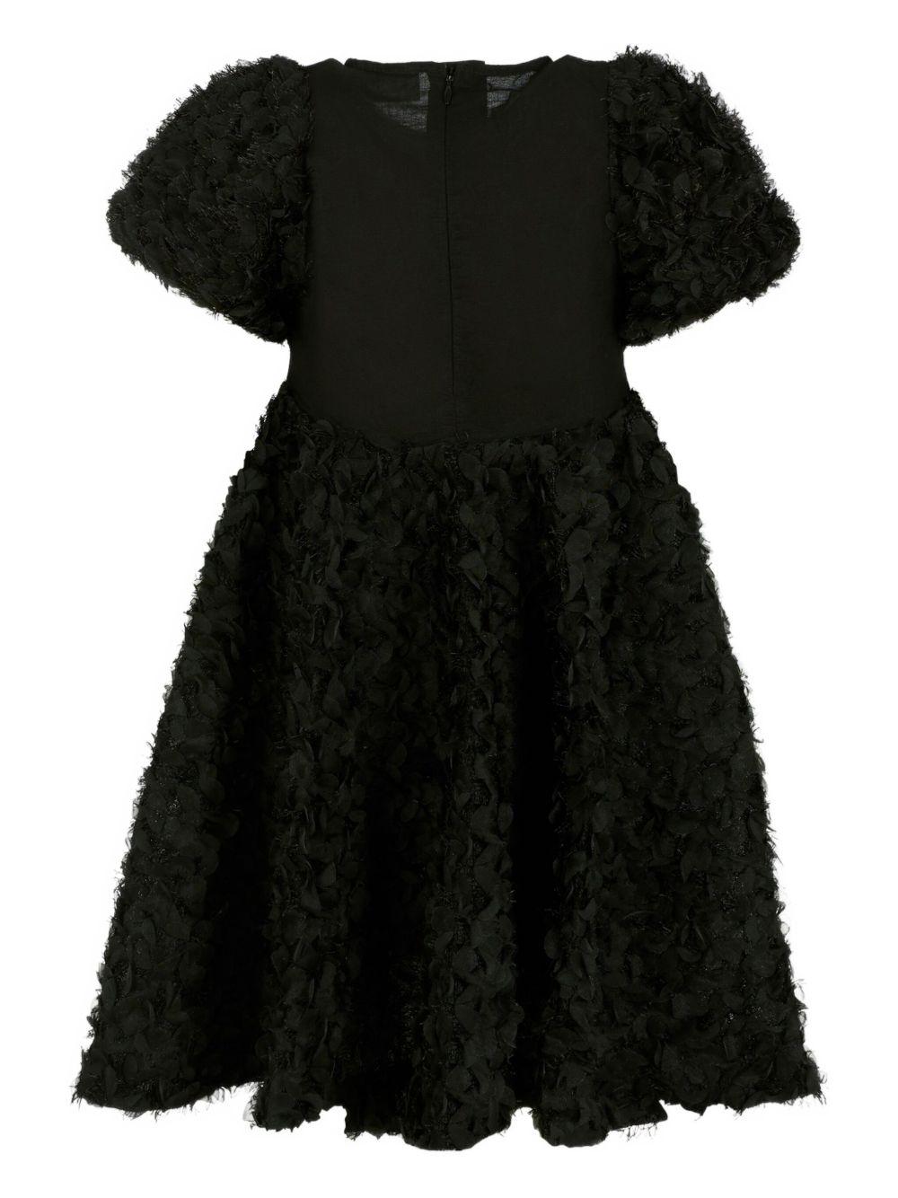 Abito per bambina Molo nero con texture a forma di petalo - Rubino Kids