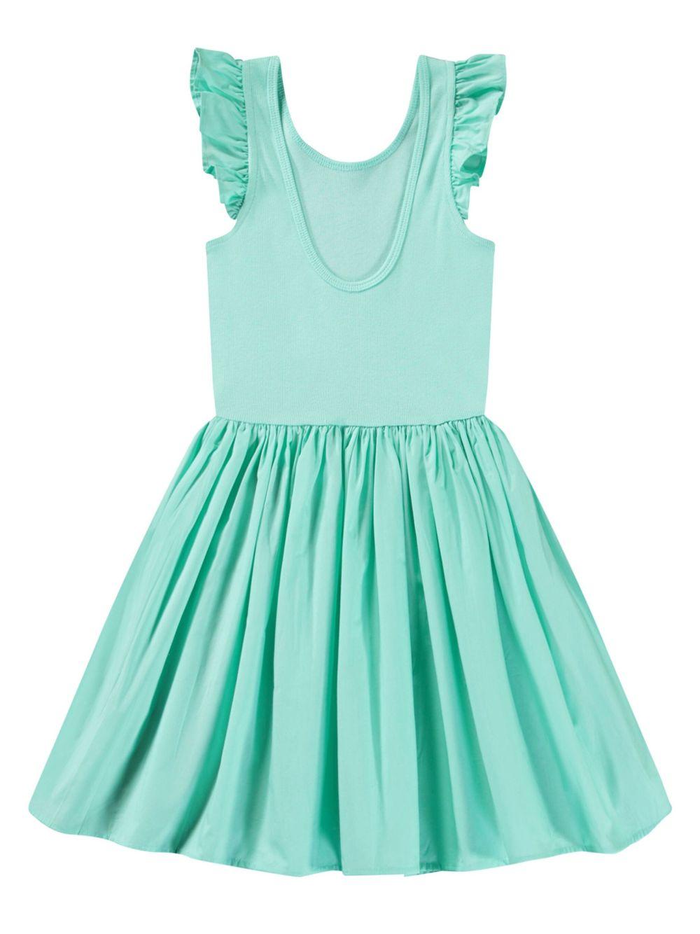 Abito per bambina Molo verde acquamarina in jersey con dettagli con ruches - Rubino Kids