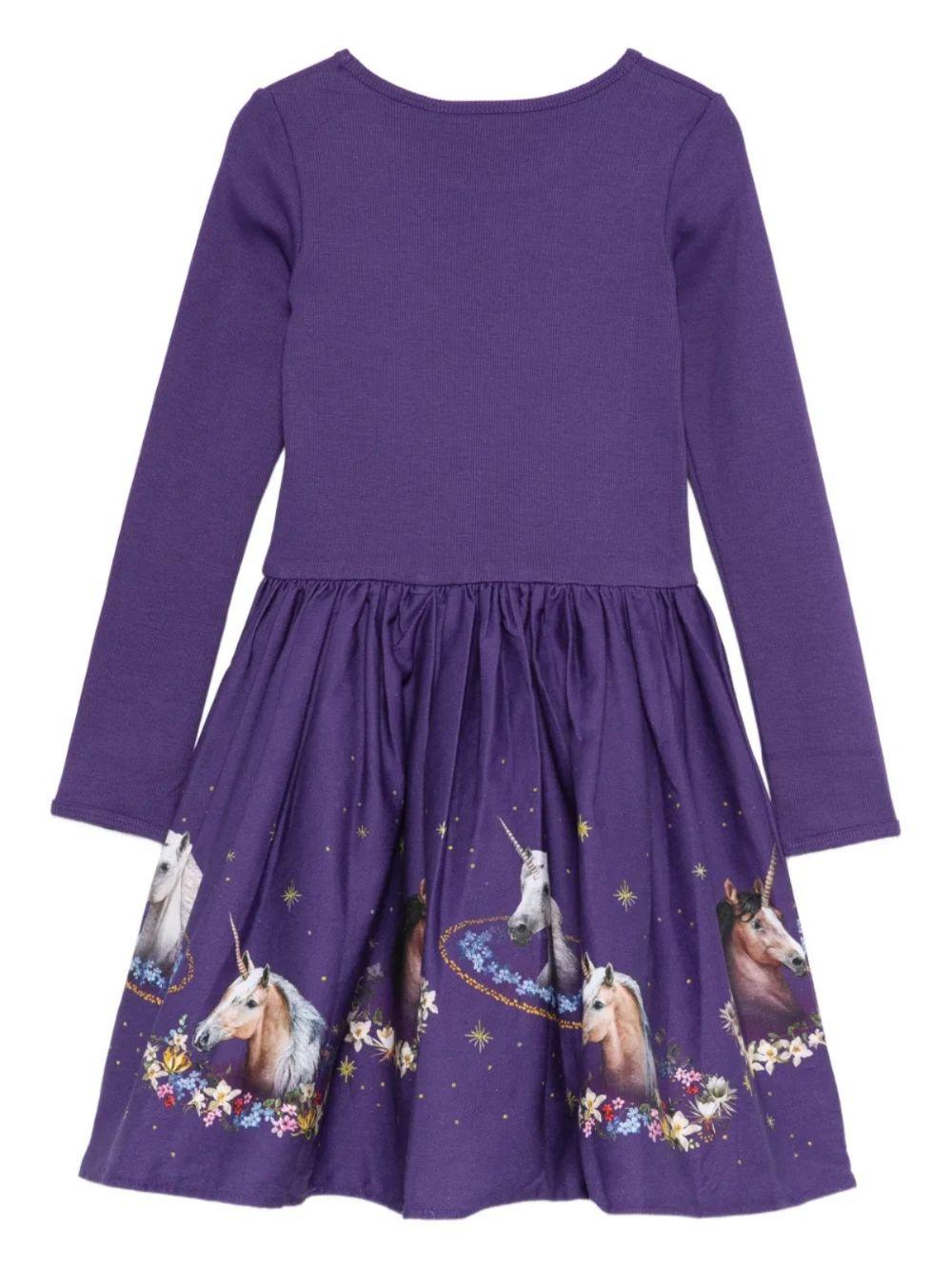 Abito per bambina Molo viola con stampa animali - Rubino Kids