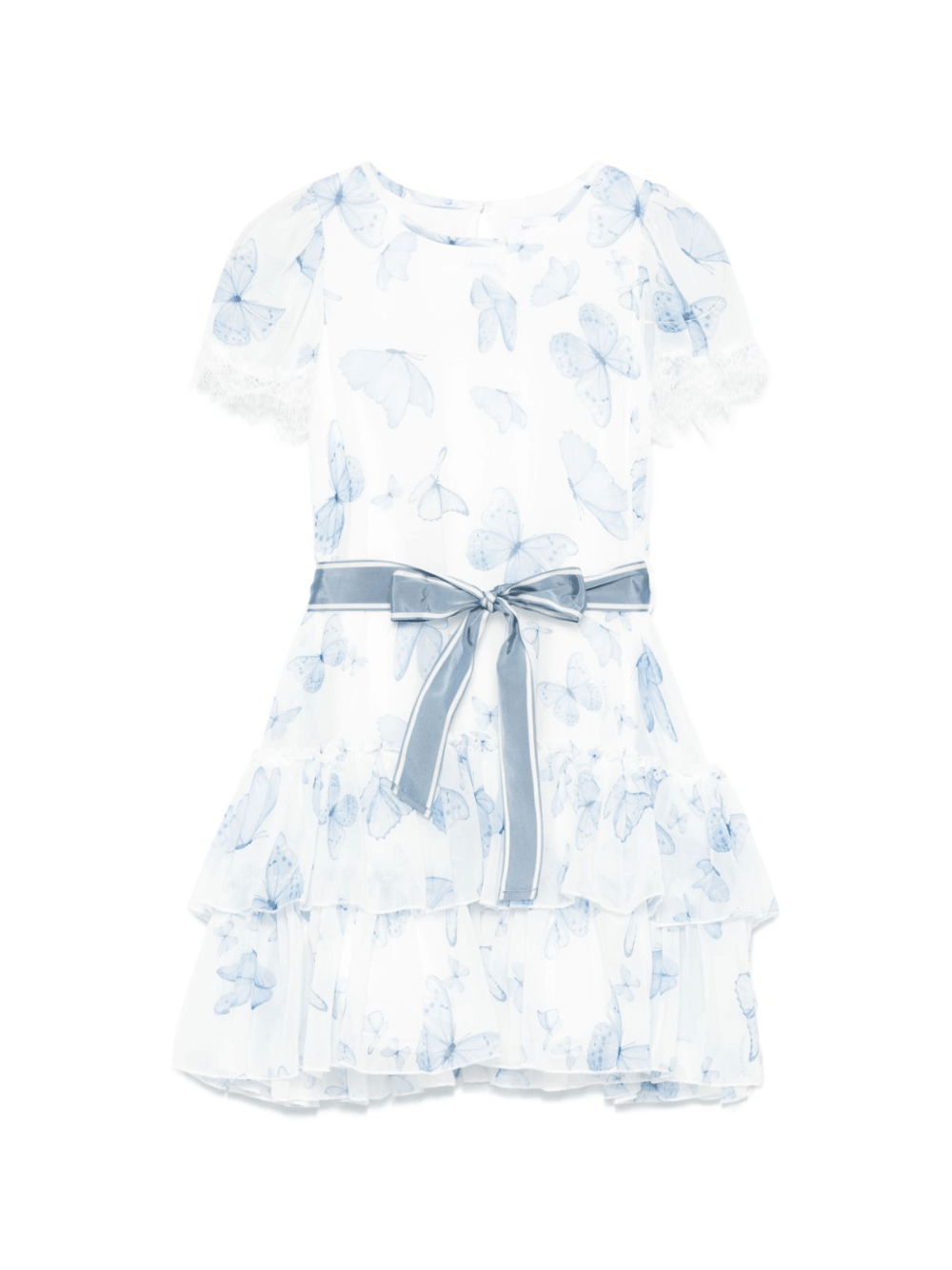 Abito per bambina Monnalisa azzurro con stampa farfalla - Rubino Kids