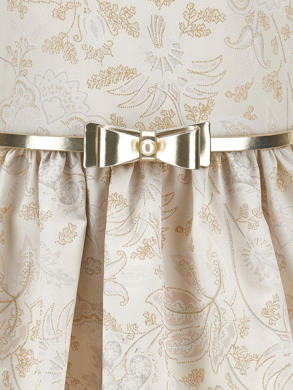 Abito per bambina Monnalisa beige con stampa a fiori all - over - Rubino Kids