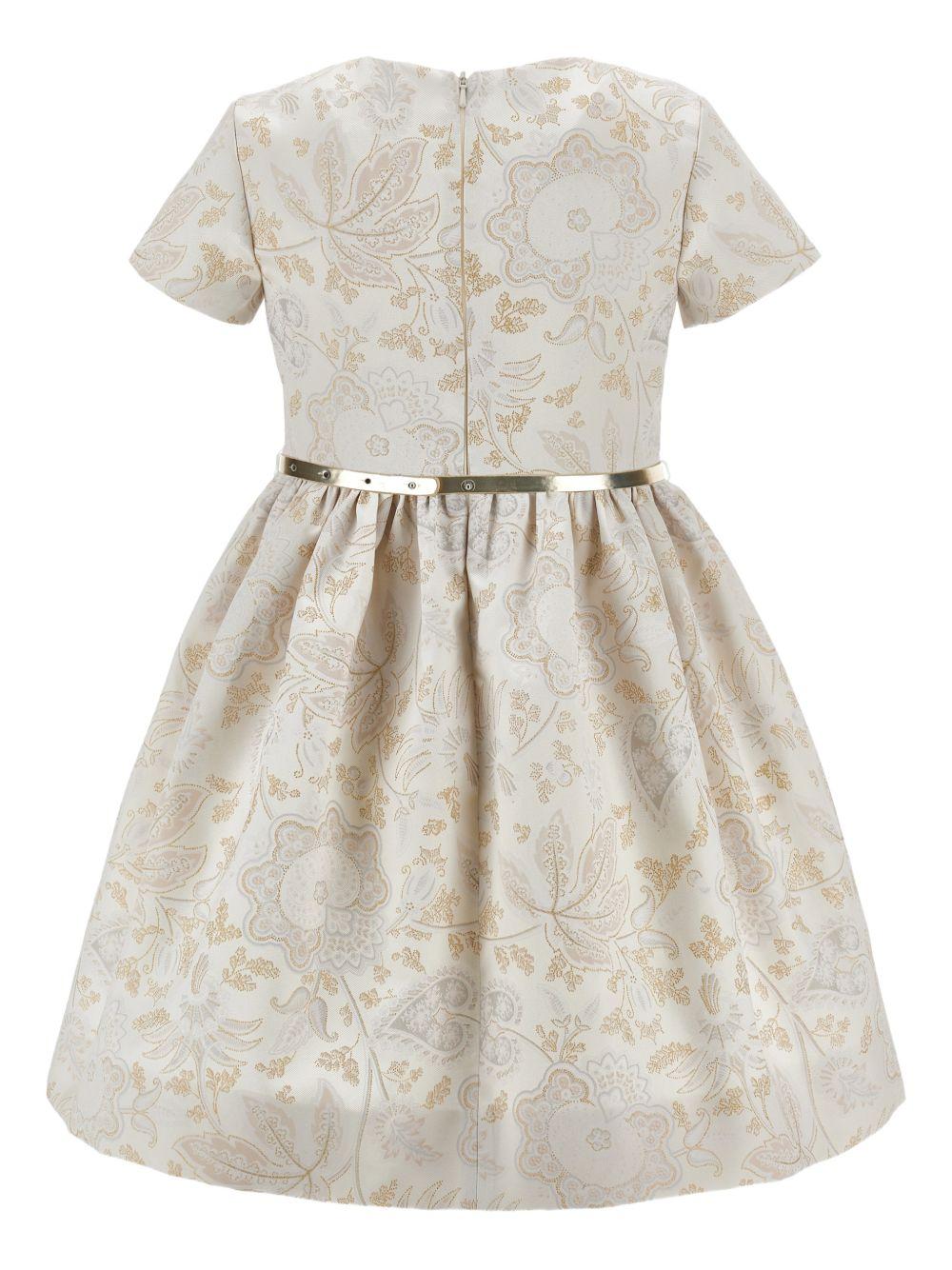 Abito per bambina Monnalisa beige con stampa a fiori all - over - Rubino Kids