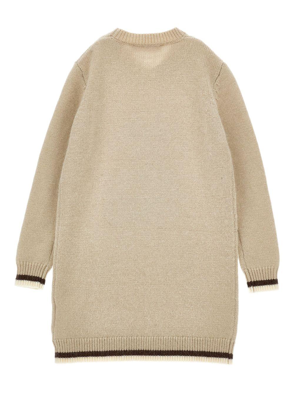 Abito per bambina Monnalisa beige con stampa Bear - Rubino Kids