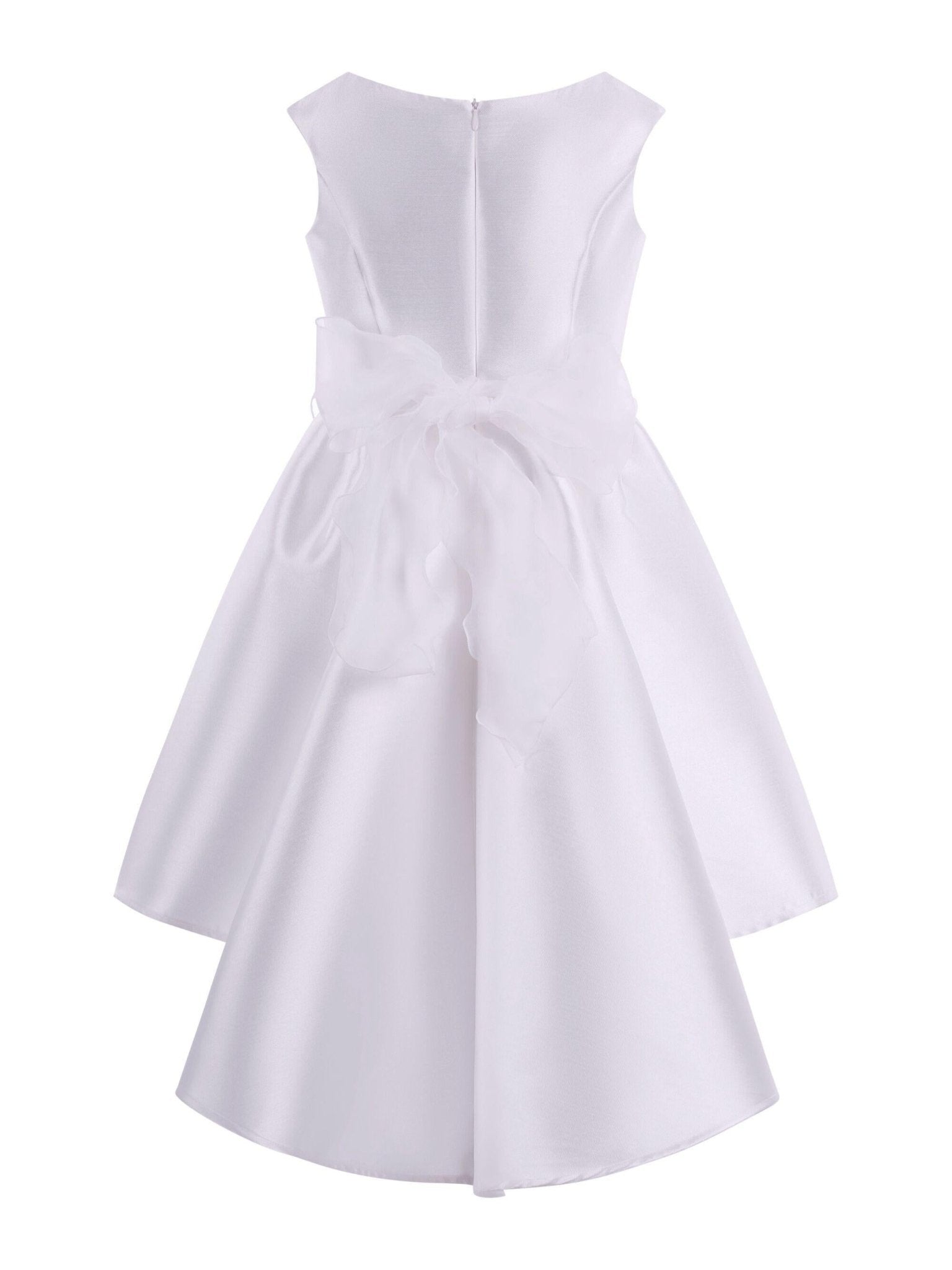 Abito per bambina Monnalisa bianco con applicazione a fiori - Rubino Kids