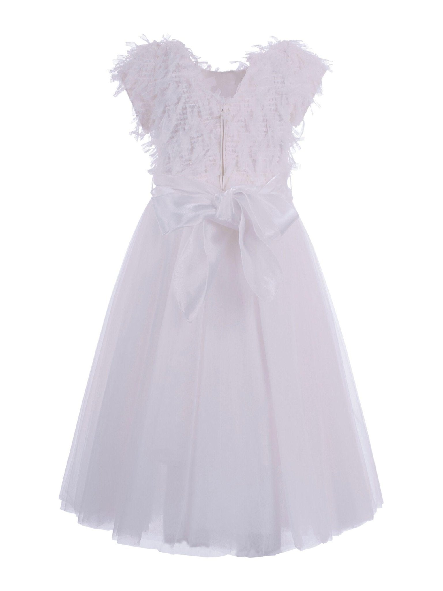 Abito per bambina Monnalisa bianco con applicazione fiori - Rubino Kids