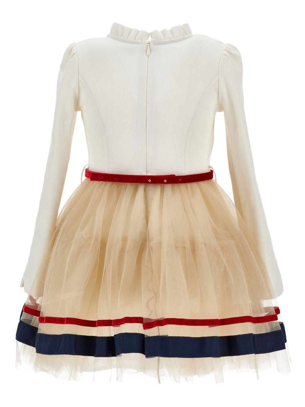 Abito per bambina Monnalisa bianco con cintura rimovibile - Rubino Kids