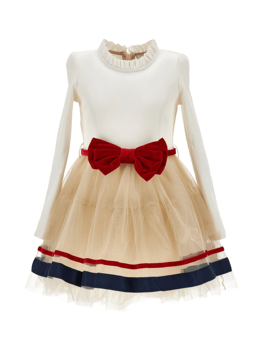 Abito per bambina Monnalisa bianco con cintura rimovibile - Rubino Kids