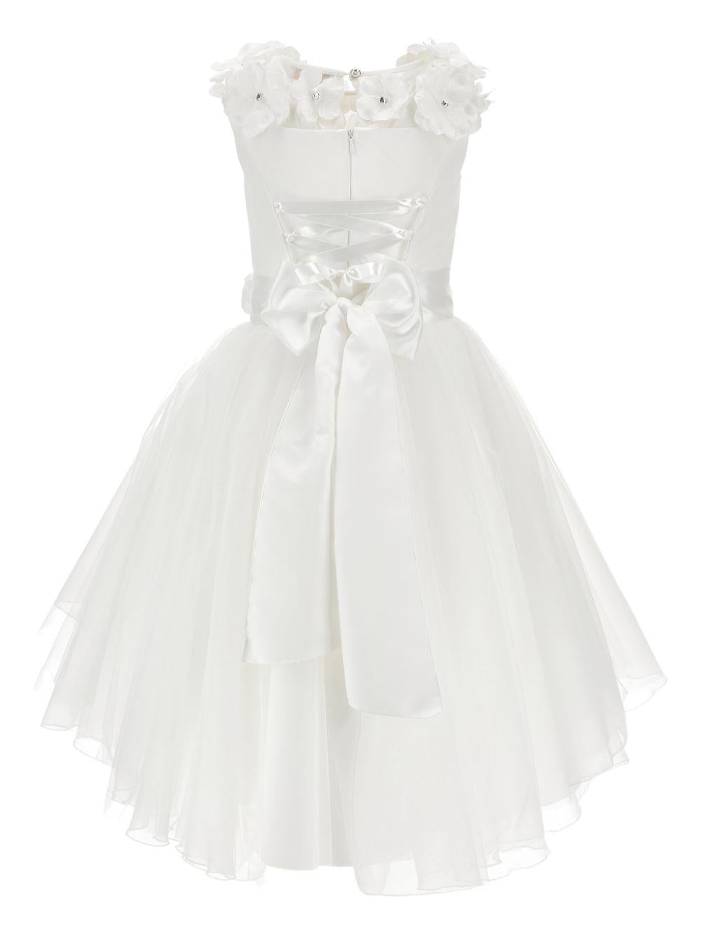 Abito per bambina Monnalisa bianco con dettaglio a fiori - Rubino Kids