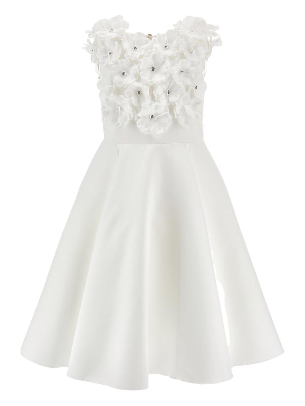 Abito per bambina Monnalisa bianco con dettaglio a fiori - Rubino Kids