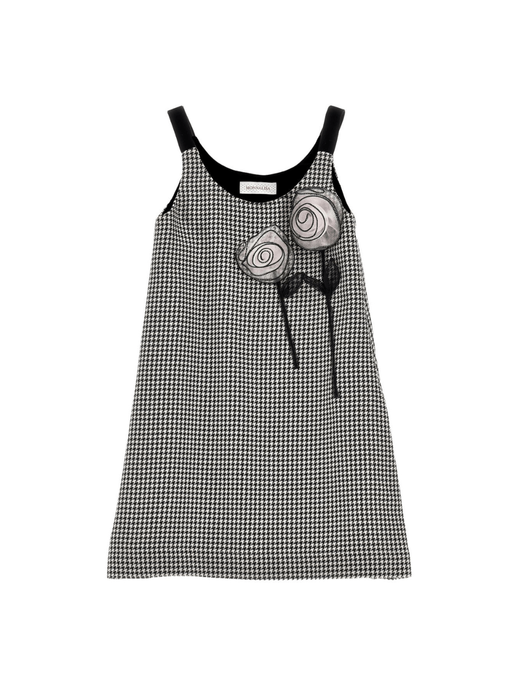 Abito per bambina Monnalisa bianco e nero con motivo pied - de - poule - Rubino Kids