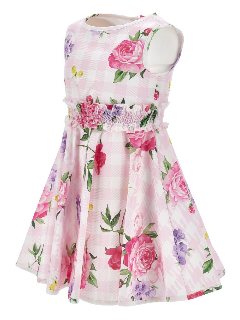Abito per bambina Monnalisa bianco e rosa con motivo a quadretti - Rubino Kids