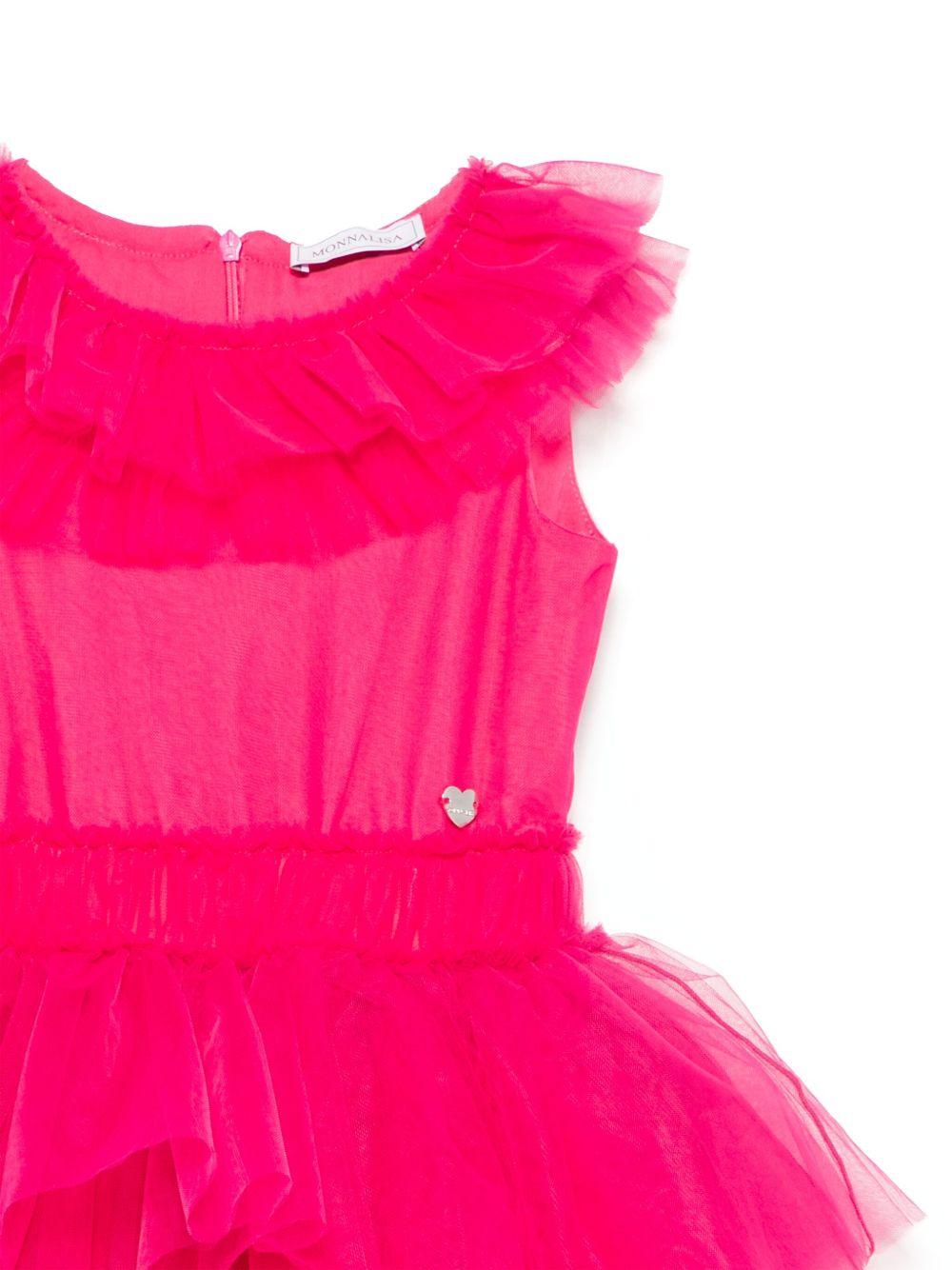 Abito per bambina Monnalisa fucsia con inserti in tulle - Rubino Kids