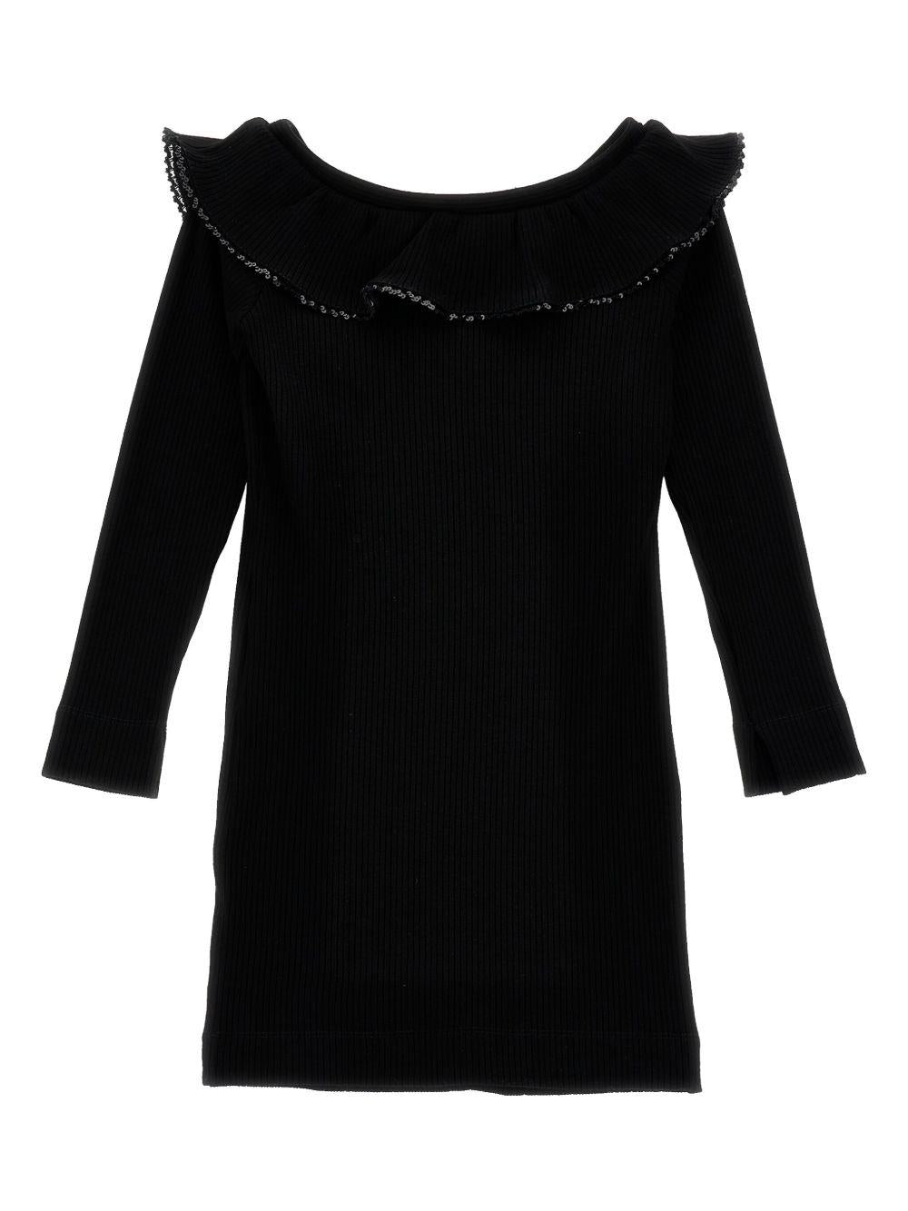 Abito per bambina Monnalisa nero con dettagli con ruches - Rubino Kids