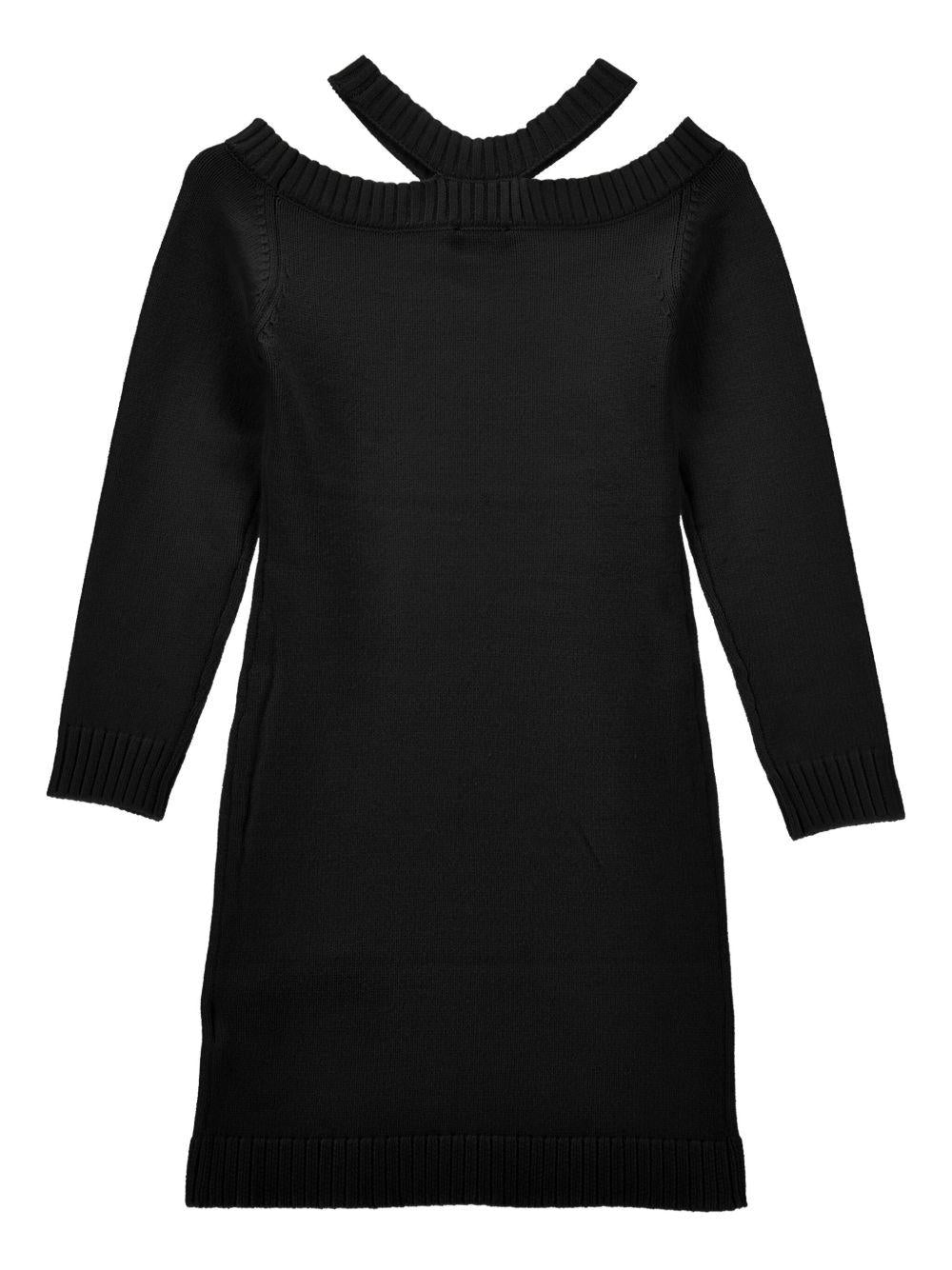 Abito per bambina Monnalisa nero con spalline incrociate - Rubino Kids