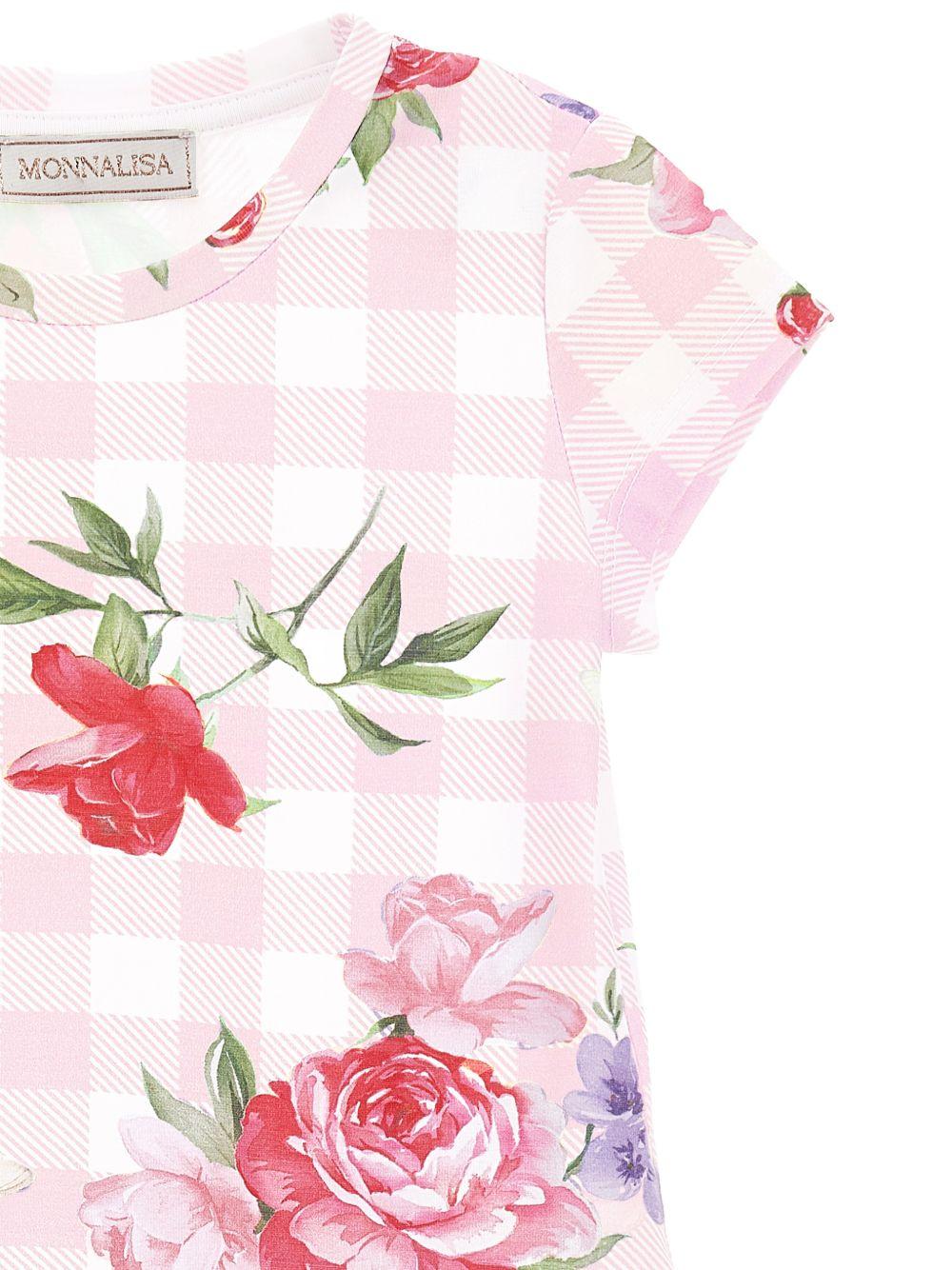Abito per bambina Monnalisa rosa con motivo a quadri - Rubino Kids