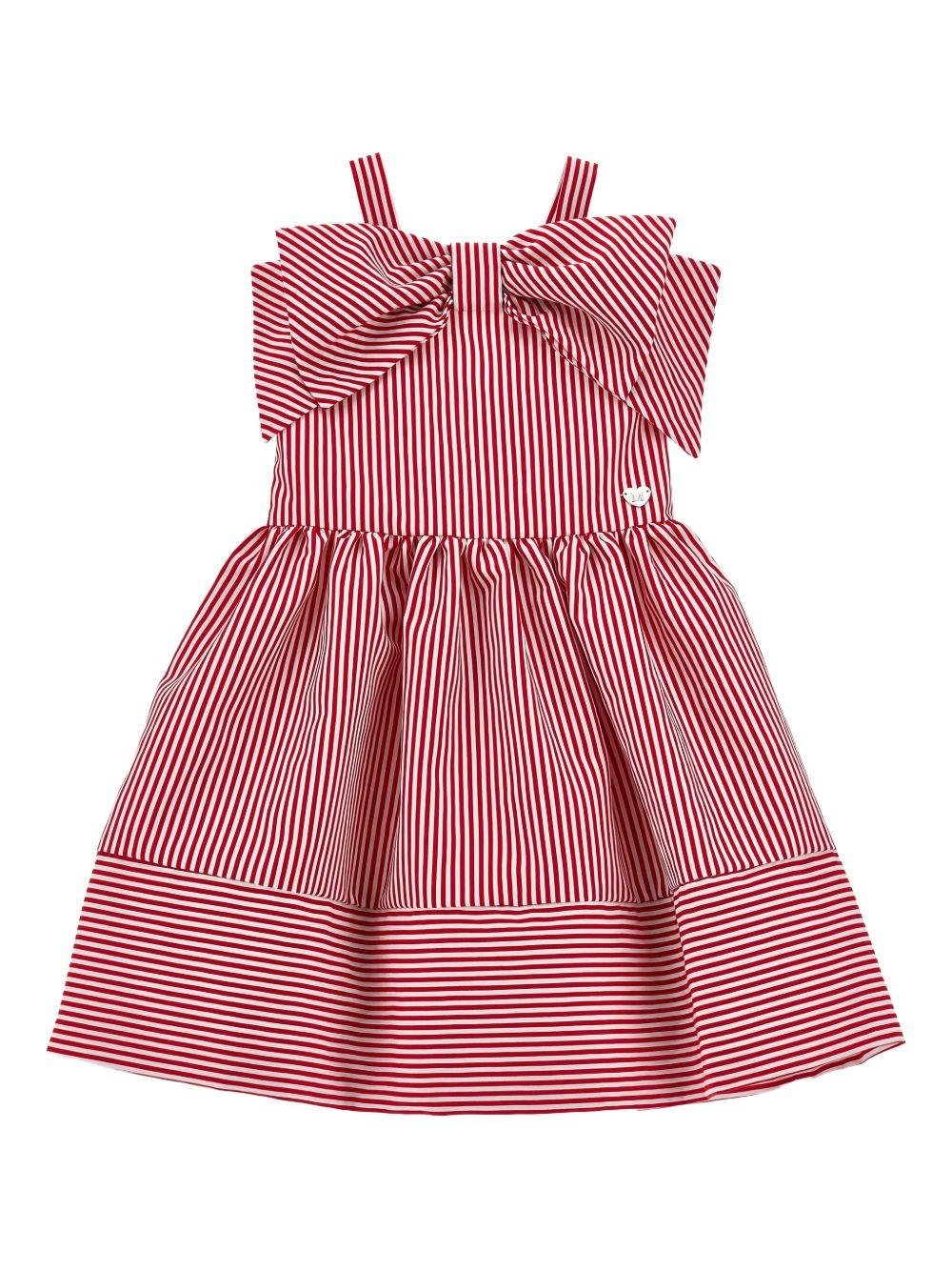 Abito per bambina Monnalisa rosso con fiocco - Rubino Kids