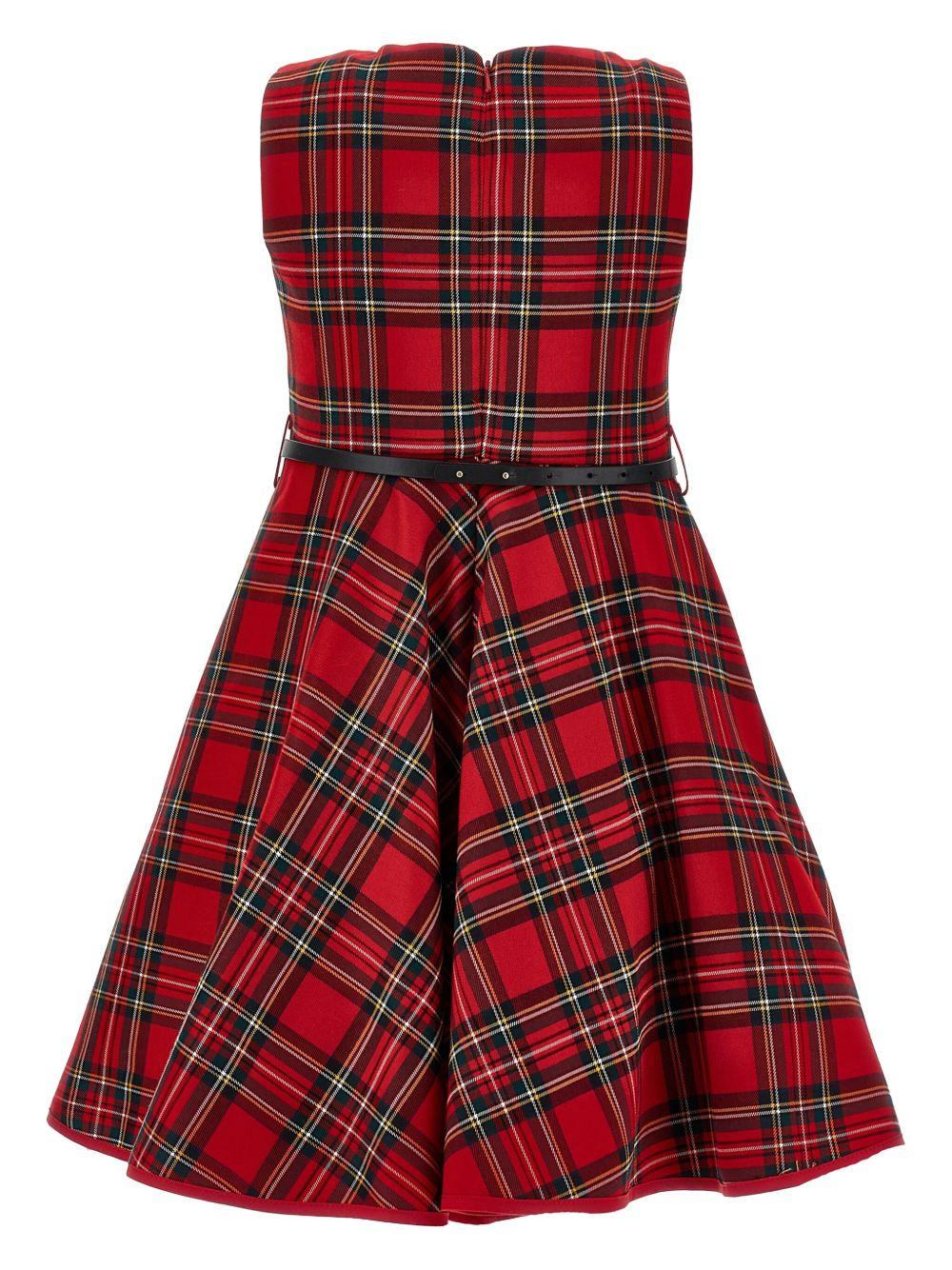 Abito per bambina Monnalisa rosso con motivo a quadri - Rubino Kids
