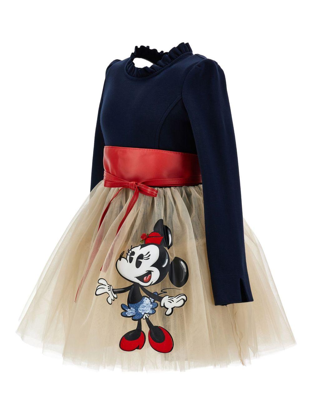 Abito per bambina Monnalisa x Disney multicolore con stampa Minnie Mouse - Rubino Kids