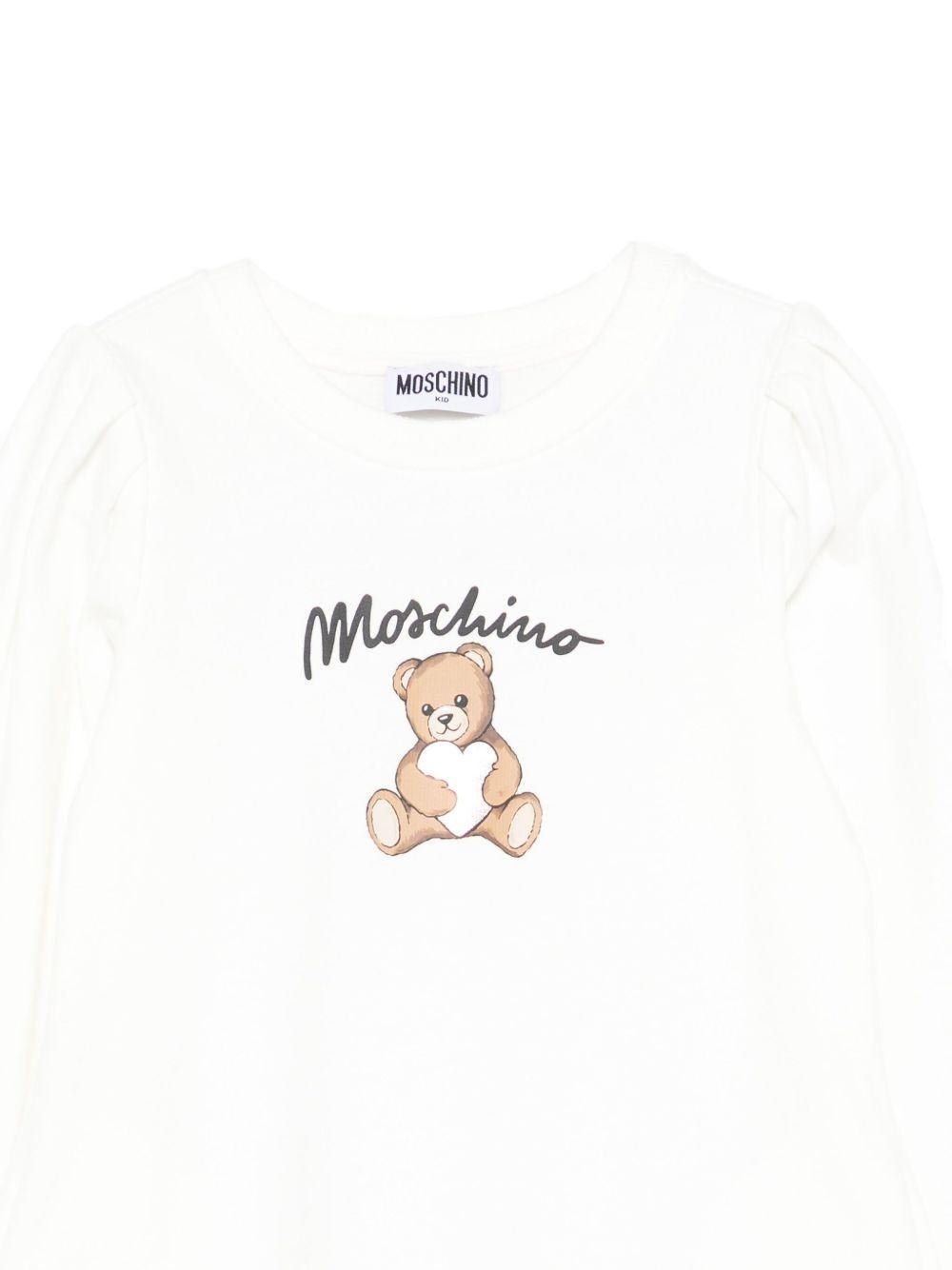 Abito per bambina Moschino Kids bianco con maniche lunghe - Rubino Kids