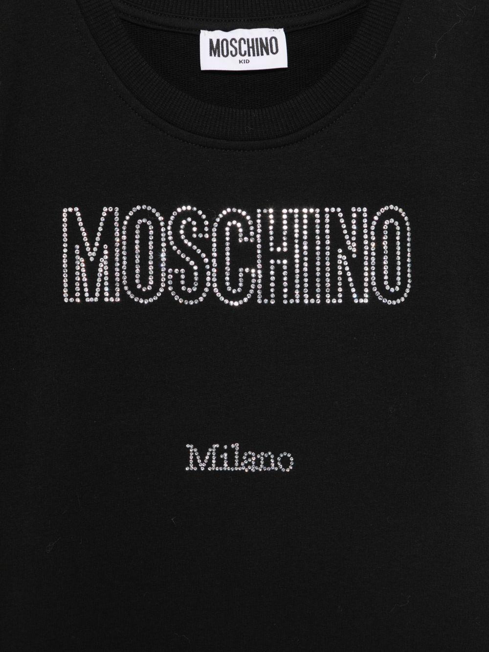 Abito per bambina Moschino Kids nero con logo in strass - Rubino Kids