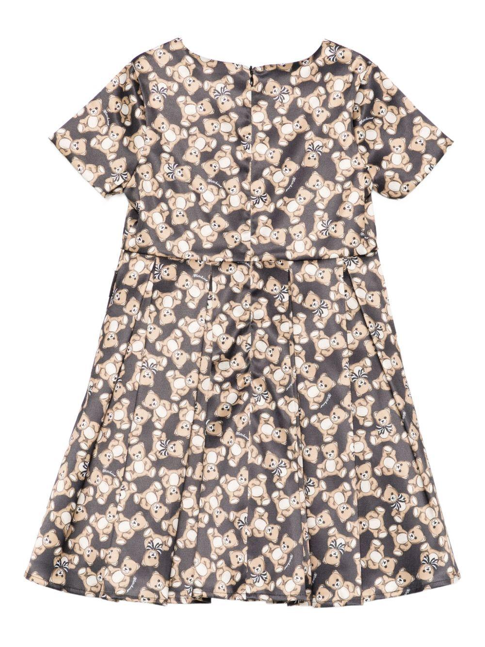 Abito per bambina Moschino Kids nero con stampa all - over Teddy Bear - Rubino Kids