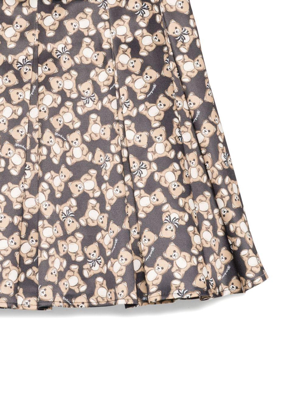 Abito per bambina Moschino Kids nero con stampa all - over Teddy Bear - Rubino Kids