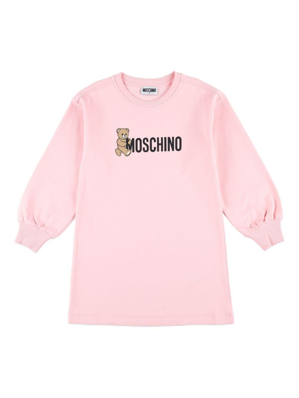 Abito per bambina Moschino Kids rosa con logo Teddy - Rubino Kids