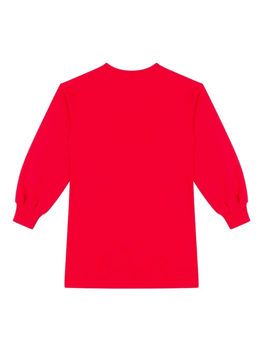 Abito per bambina Moschino Kids rosso a maniche lunghe con logo - Rubino Kids