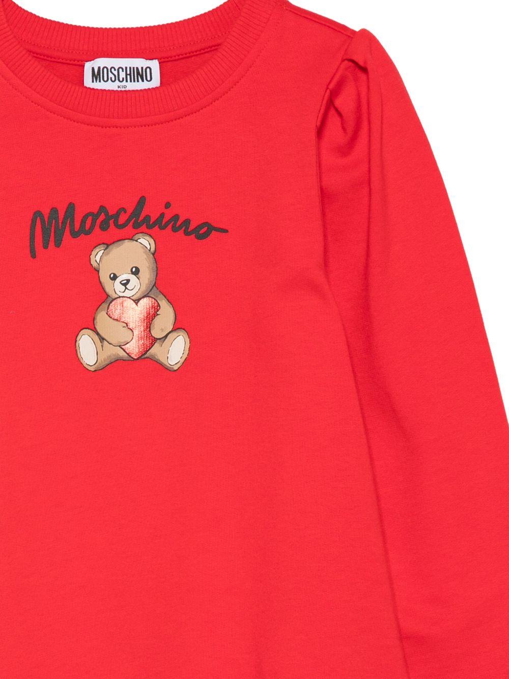 Abito per bambina Moschino Kids rosso con stampa orsetto - Rubino Kids