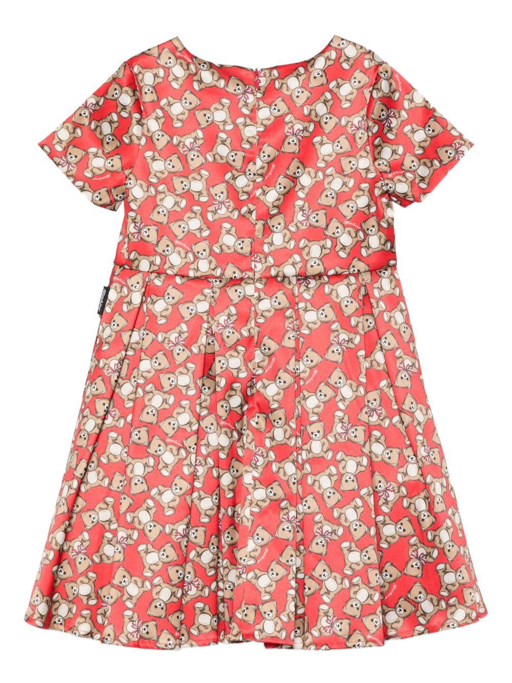 Abito per bambina Moschino Kids rosso con stampa Teddy Bear - Rubino Kids