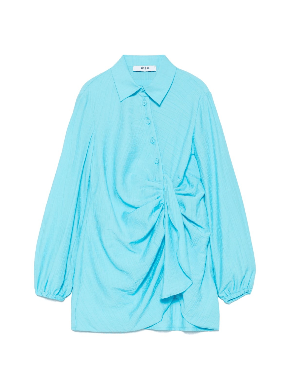 Abito per bambina MSGM Kids azzurro con dettaglio drappeggiato - Rubino Kids