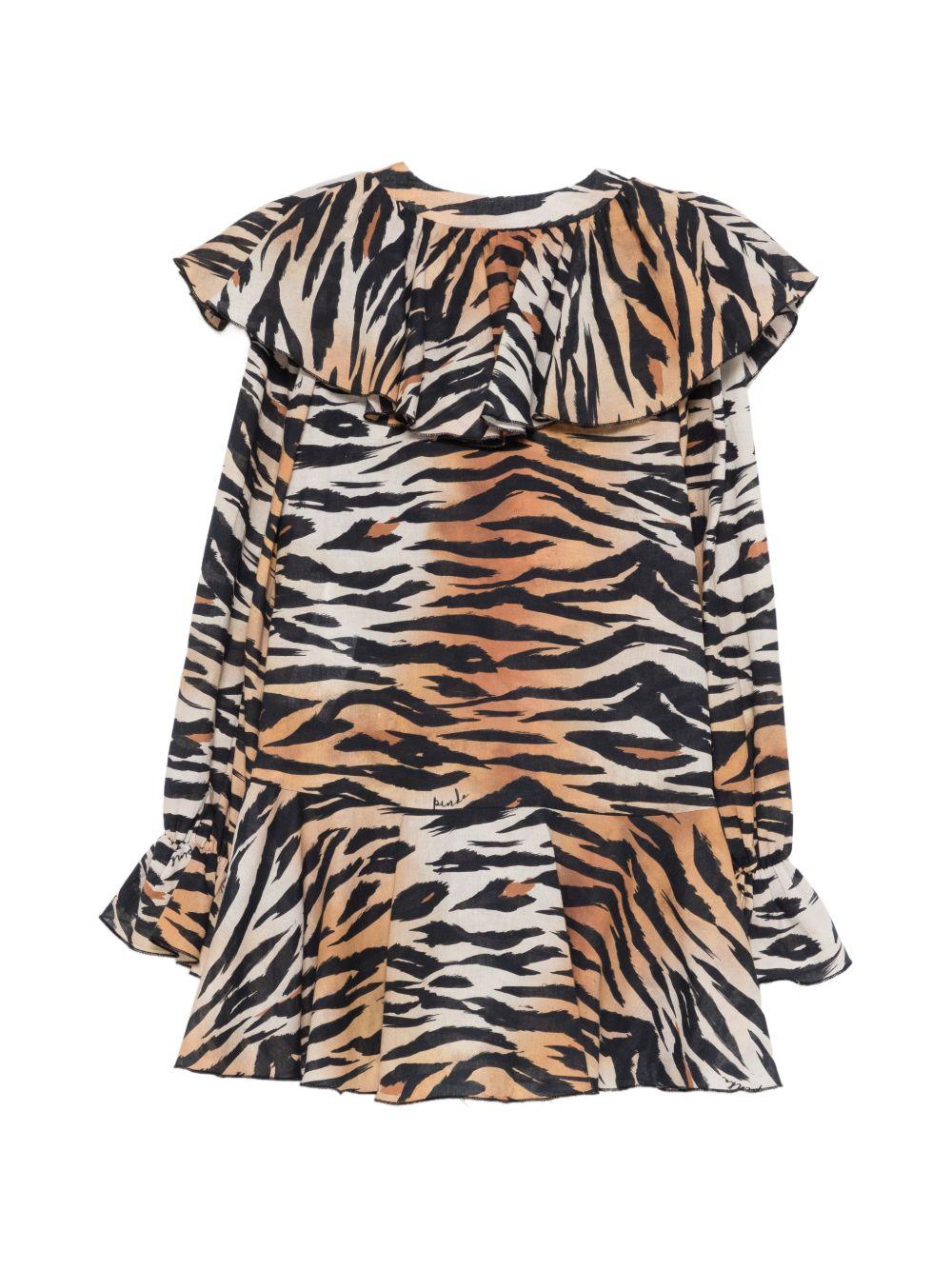 Abito per bambina Pinko Kids animalier con ruches - Rubino Kids