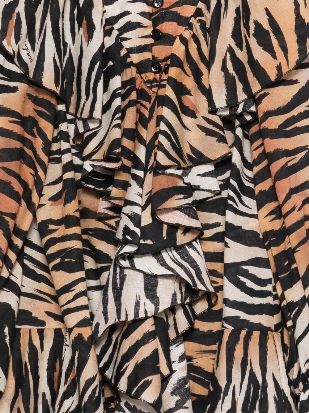 Abito per bambina Pinko Kids animalier con ruches - Rubino Kids