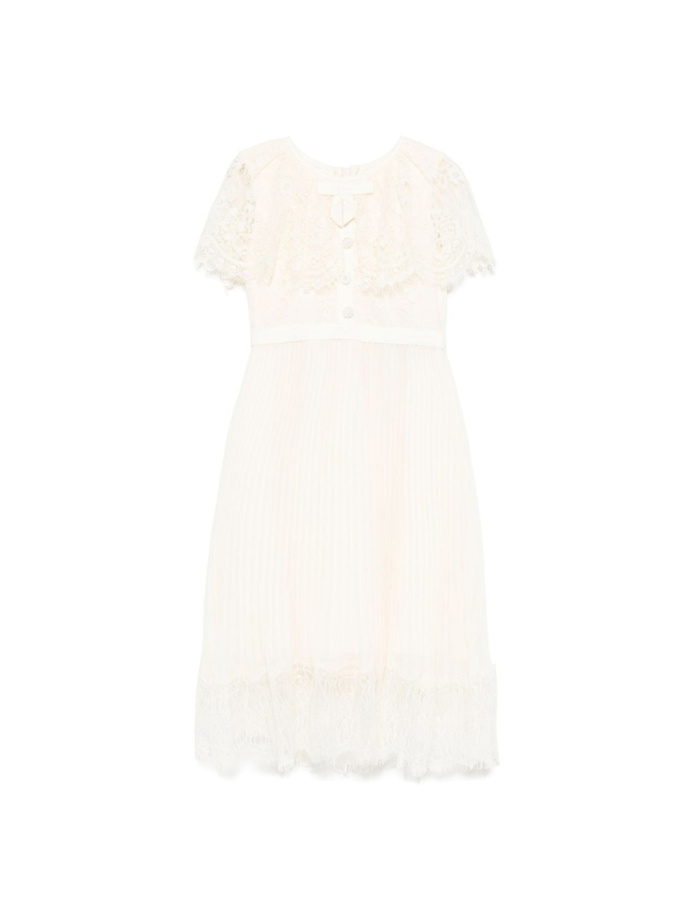 Abito per bambina Self - Portrait Kids beige con mantella in pizzo - Rubino Kids