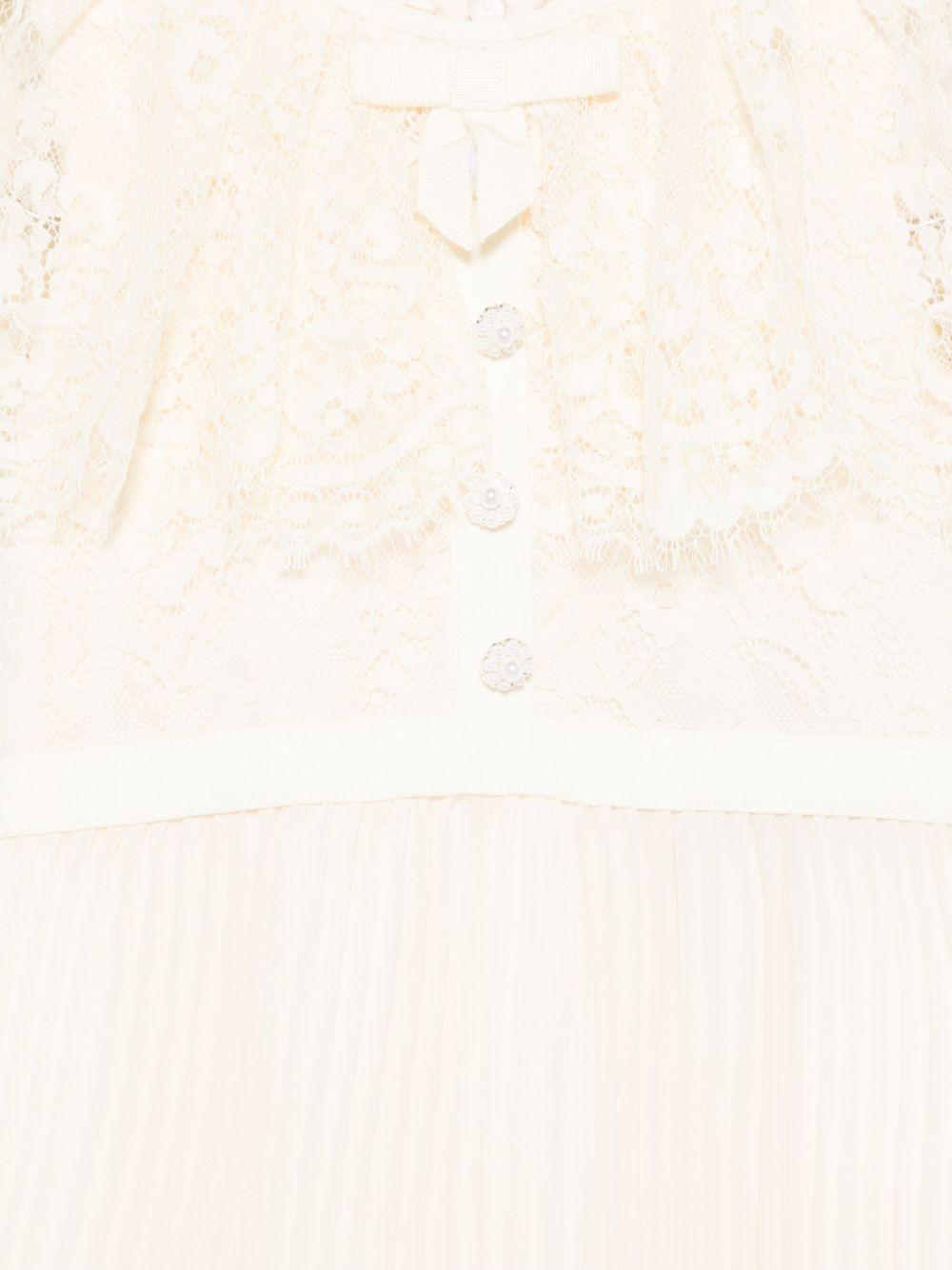 Abito per bambina Self - Portrait Kids beige con mantella in pizzo - Rubino Kids