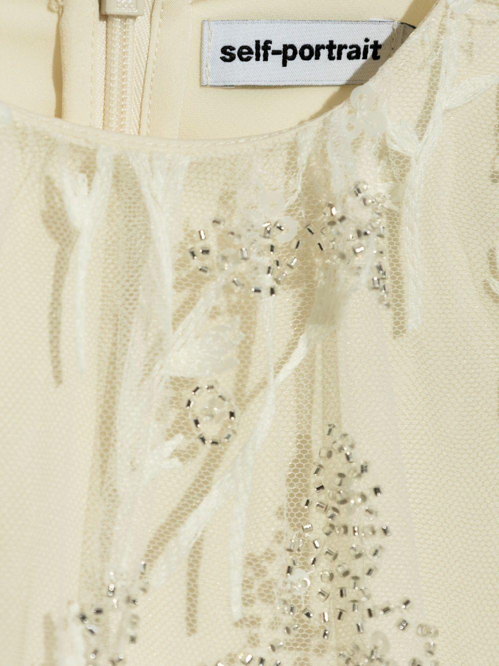 Abito per bambina Self - Portrait Kids beige con ricamo - Rubino Kids