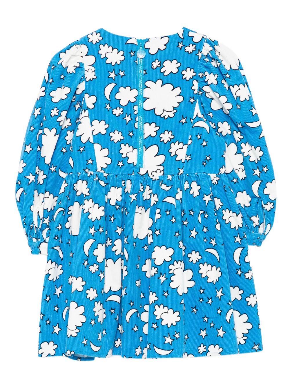 Abito per bambina Stella McCartney Kids azzurro con stampa con nuvole e stelle - Rubino Kids