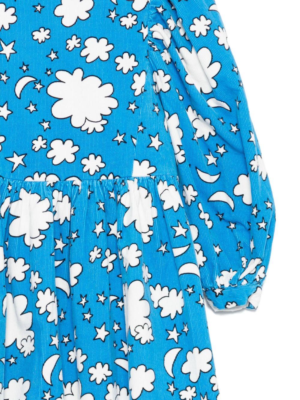 Abito per bambina Stella McCartney Kids azzurro con stampa con nuvole e stelle - Rubino Kids